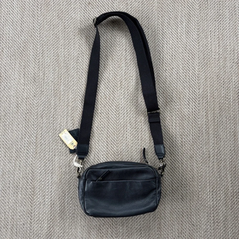 Fat Face Womens Black Genuine Leather Crossbody Bag Purse Classic - Picture 3 of 14